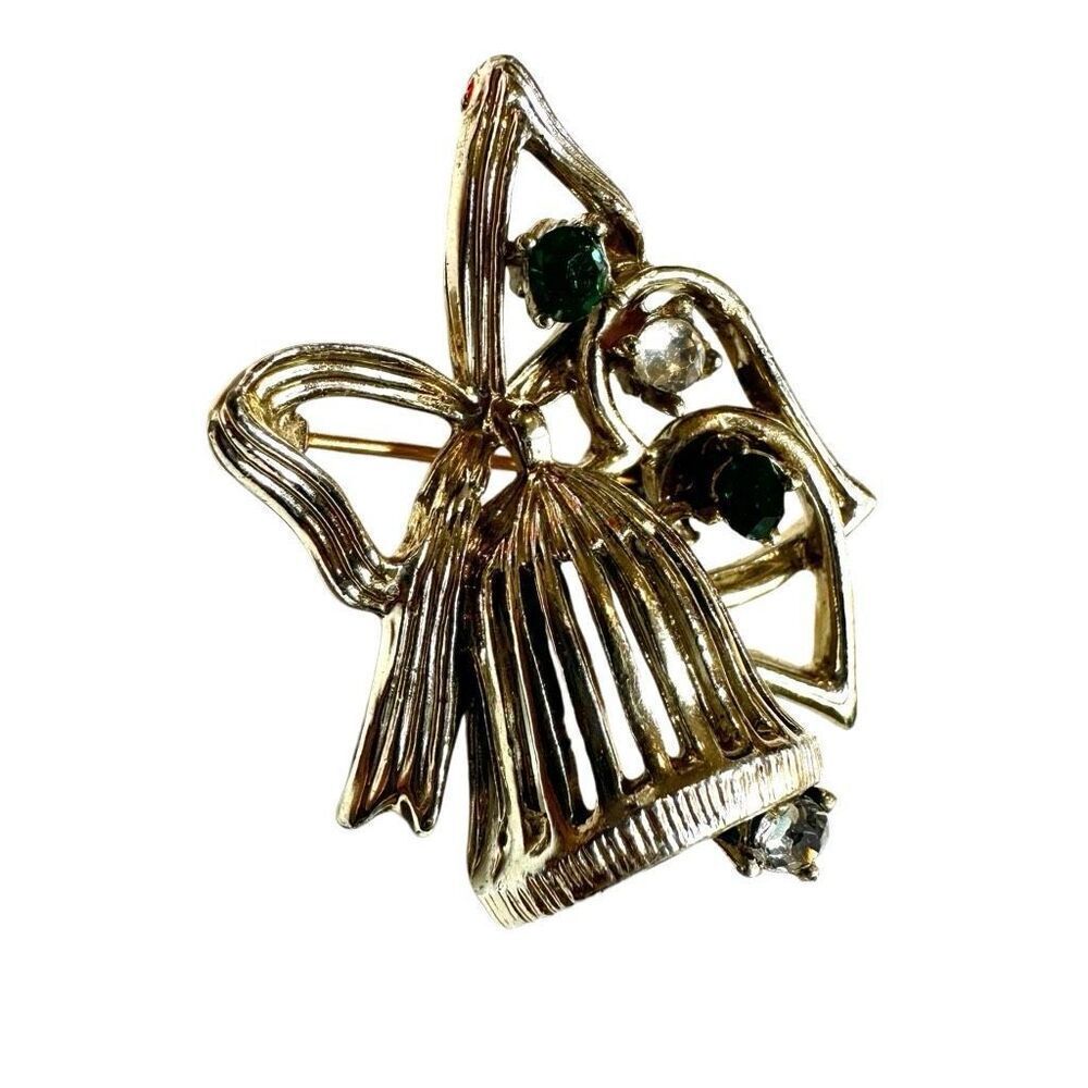 Vintage Rhinestone bell brooch
